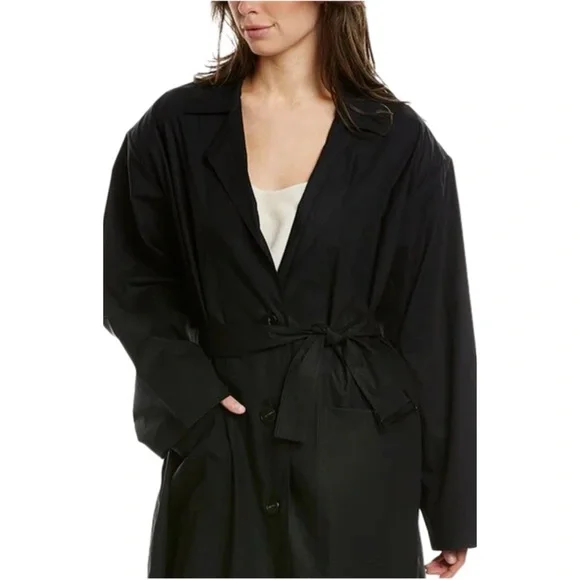 NWT IRO Foxton Long Black Trench Coat Belted Oversized 100% Cotton Poplin 36/S - Picture 5 of 15